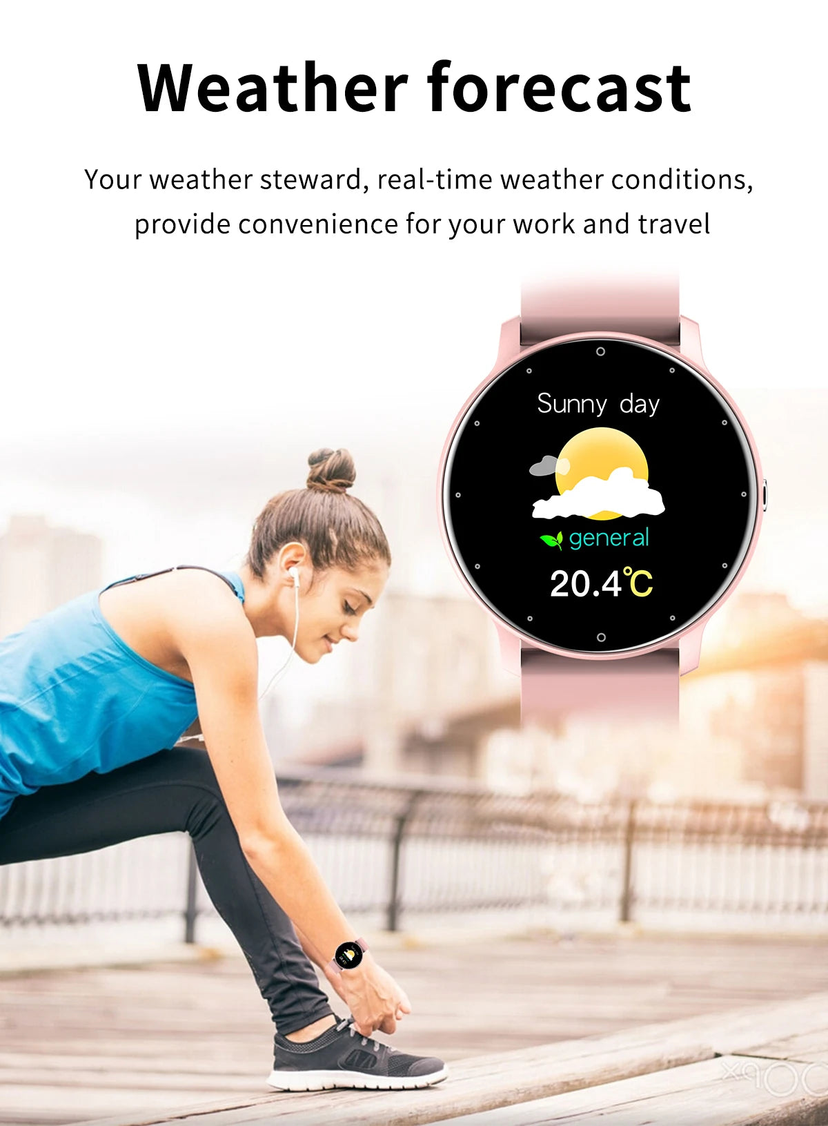 NexWatch LIGE Sport - Montre Connectée Femme Étanche avec Météo en Temps Réel