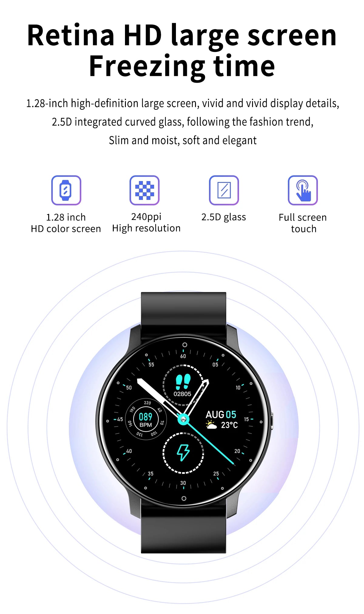 NexWatch LIGE Sport - Montre Connectée Femme Étanche avec Météo en Temps Réel