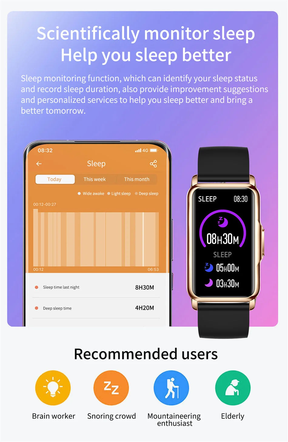NexWatch Slim - Montre Connectée Ultra-Fine Étanche 20+ Modes Sport