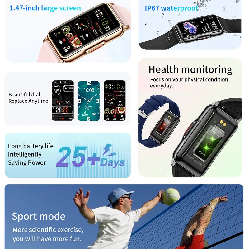 NexWatch Slim - Montre Connectée Ultra-Fine Étanche 20+ Modes Sport