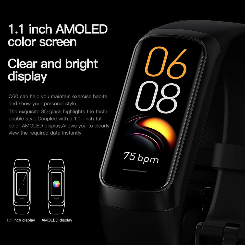NexWatch C60 AMOLED - Montre Connectée Température Corporelle & Sport 3ATM