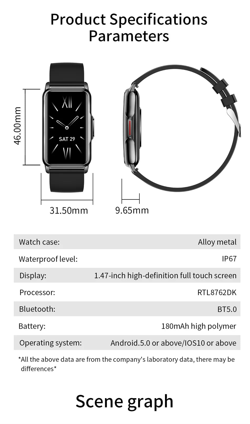 NexWatch Slim - Montre Connectée Ultra-Fine Étanche 20+ Modes Sport
