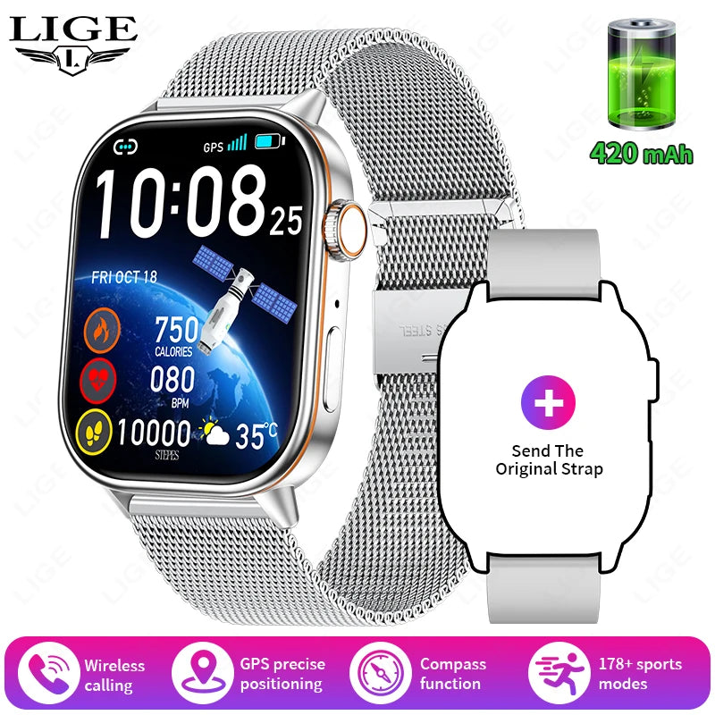 NexWatch LIGE 2026 - Montre Connectée GPS Écran HD 2,01" IP68 Appels Bluetooth