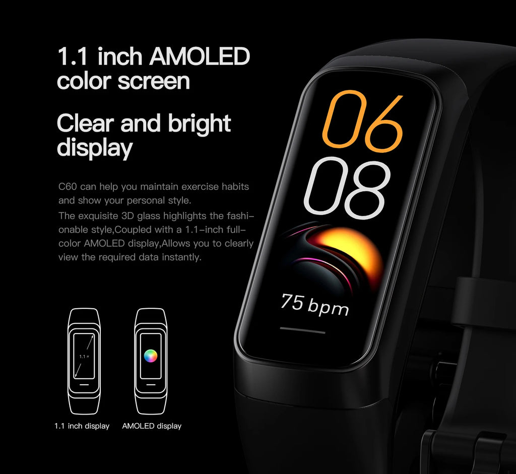 NexWatch C60 AMOLED - Montre Connectée Température Corporelle & Sport 3ATM