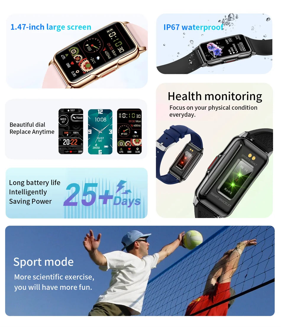 NexWatch Slim - Montre Connectée Ultra-Fine Étanche 20+ Modes Sport