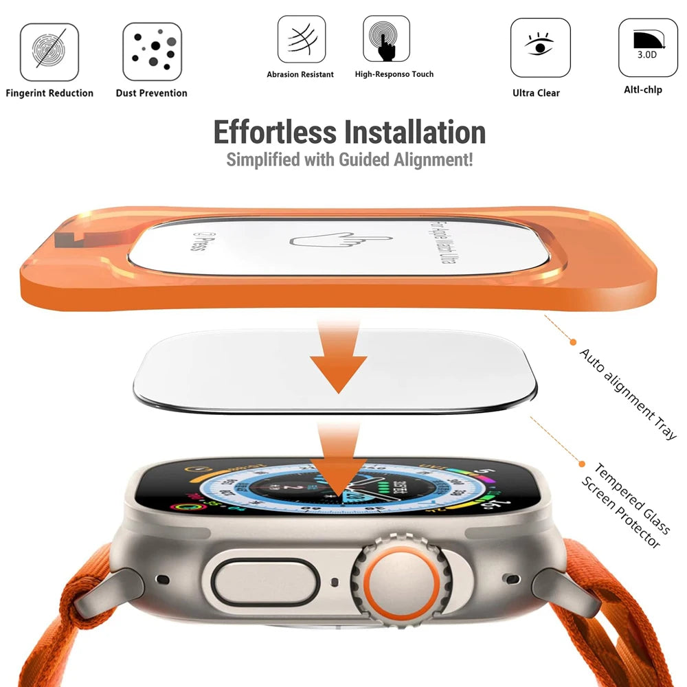 Verre Trempé NexWatch avec Outil de Pose - Apple Watch Ultra 1/2/3 49 mm