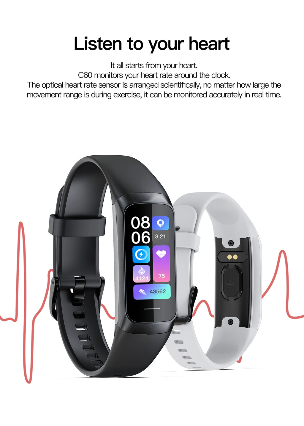 NexWatch C60 AMOLED - Montre Connectée Température Corporelle & Sport 3ATM