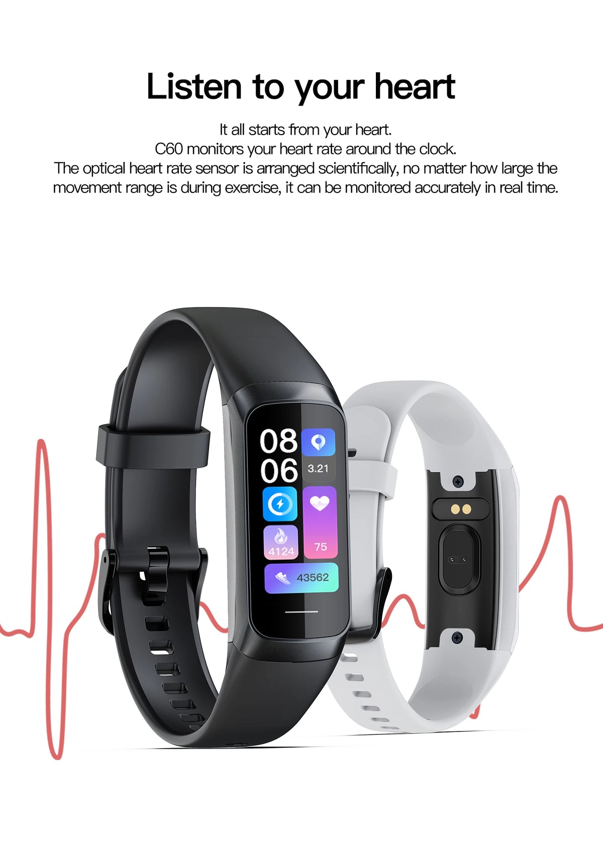 NexWatch C60 AMOLED - Montre Connectée Température Corporelle & Sport 3ATM