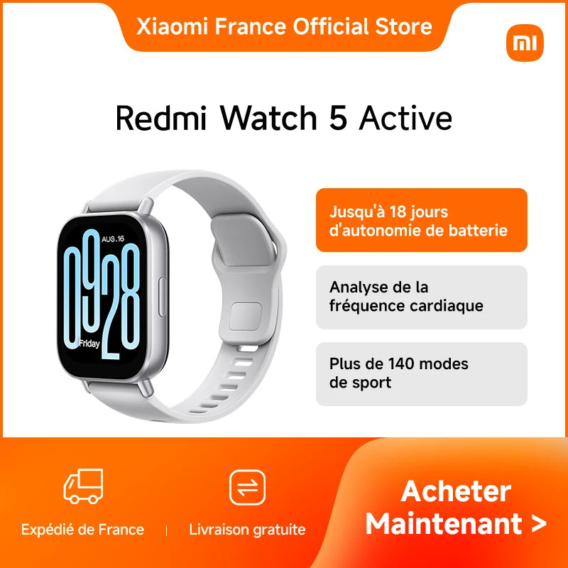 REDMI Watch 5 Active - Montre Connectée 18 Jours d'Autonomie & 140 Modes Sport