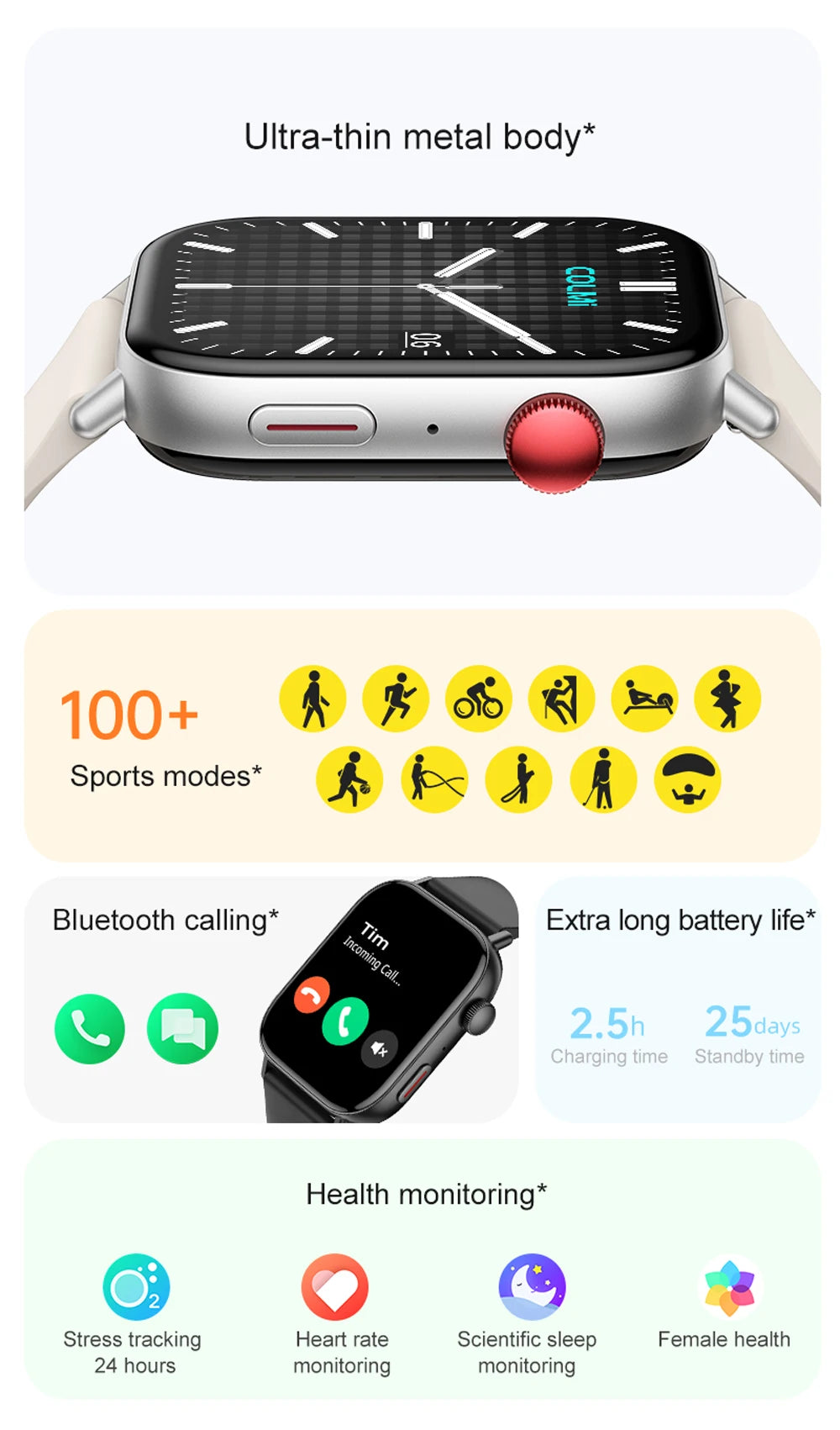 NexWatch C8 Max - Montre Connectée 1,93" HD Appels Bluetooth & Suivi Santé