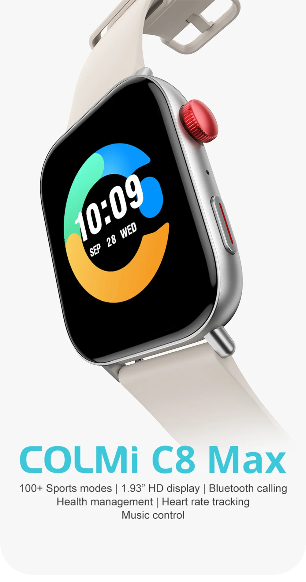 NexWatch C8 Max - Montre Connectée 1,93" HD Appels Bluetooth & Suivi Santé
