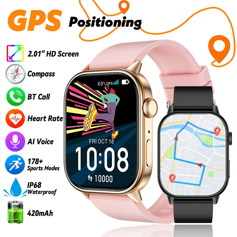 NexWatch LIGE 2026 - Montre Connectée GPS Écran HD 2,01" IP68 Appels Bluetooth