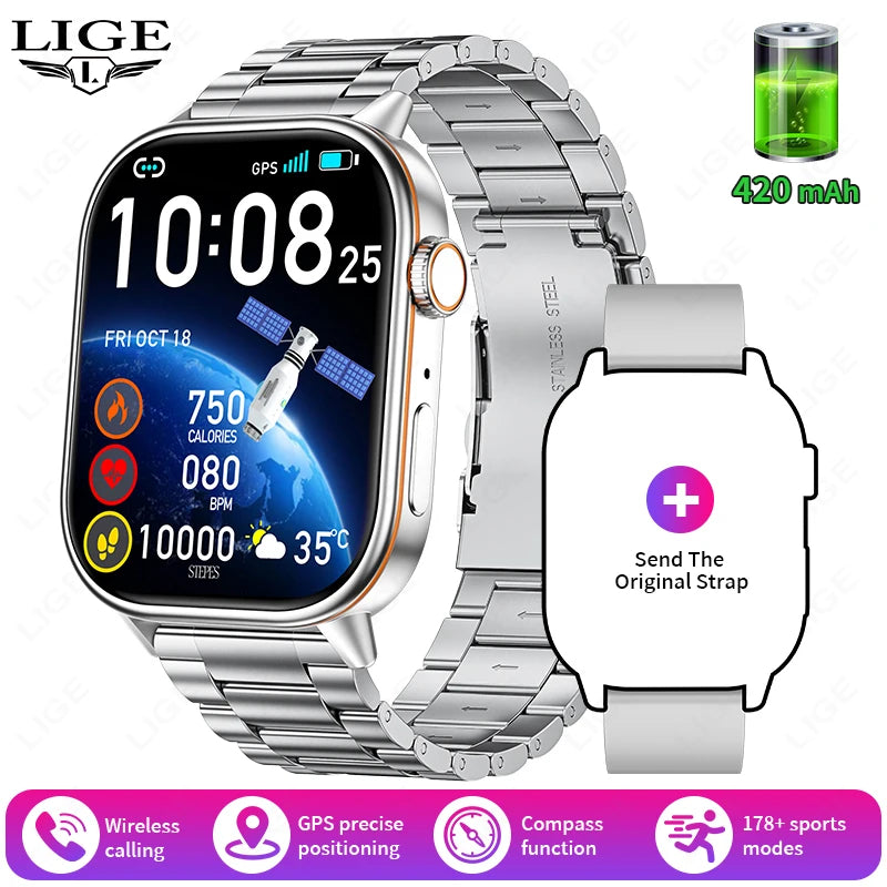NexWatch LIGE 2026 - Montre Connectée GPS Écran HD 2,01" IP68 Appels Bluetooth