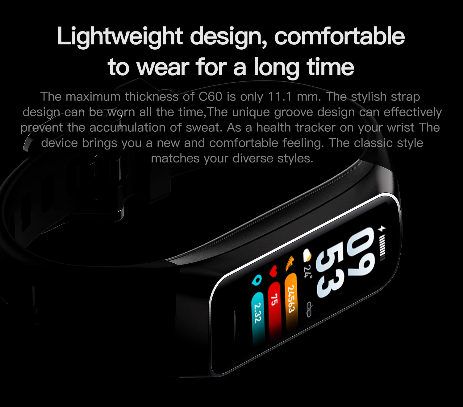 NexWatch C60 AMOLED - Montre Connectée Température Corporelle & Sport 3ATM