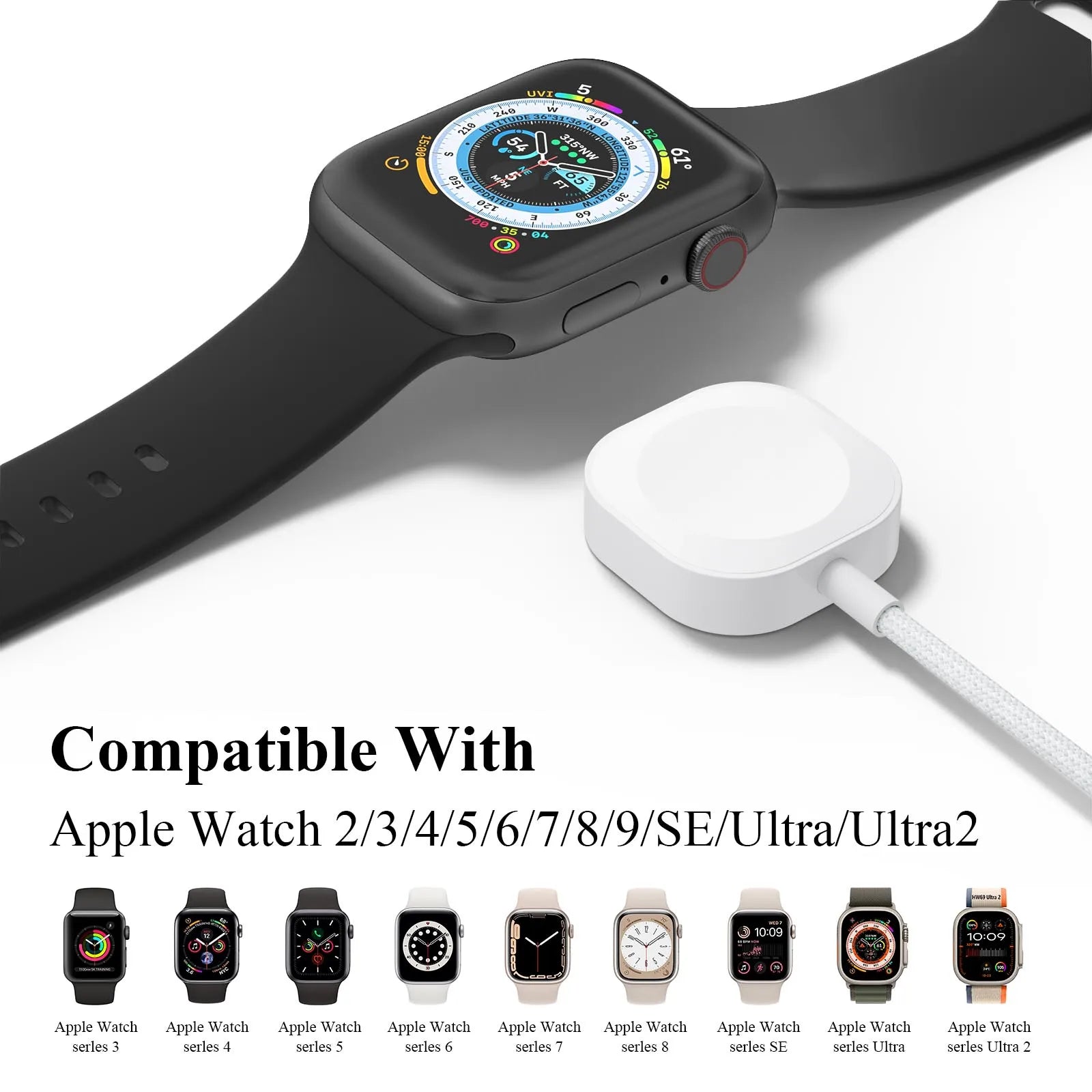 Câble de Charge Nylon USB-C NexWatch - Apple Watch Série 2 à 9 & Ultra
