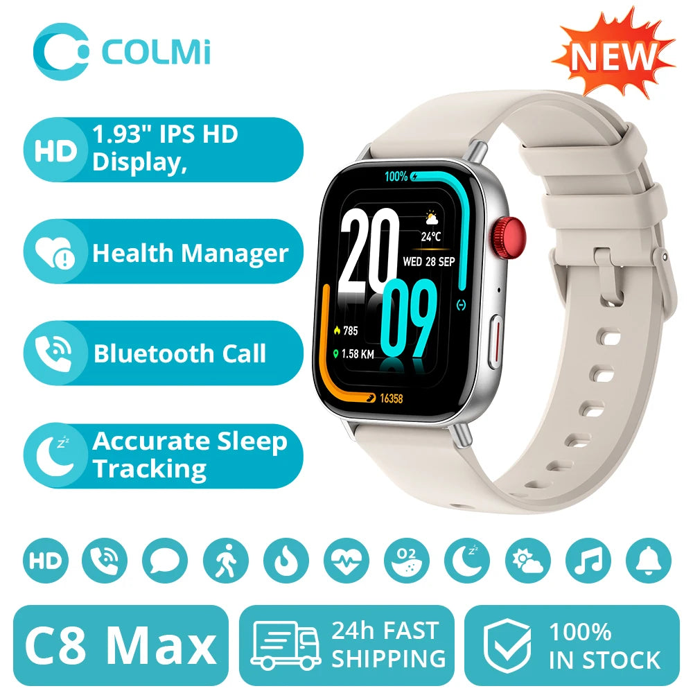 NexWatch C8 Max - Montre Connectée 1,93" HD Appels Bluetooth & Suivi Santé