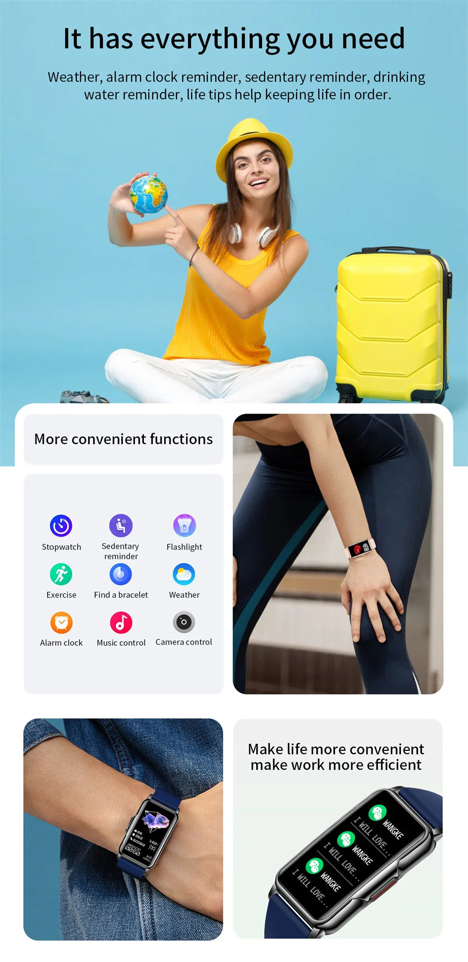 NexWatch Slim - Montre Connectée Ultra-Fine Étanche 20+ Modes Sport